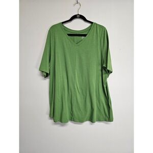 D&Co Green V Neck Tee Women's Size‎ L